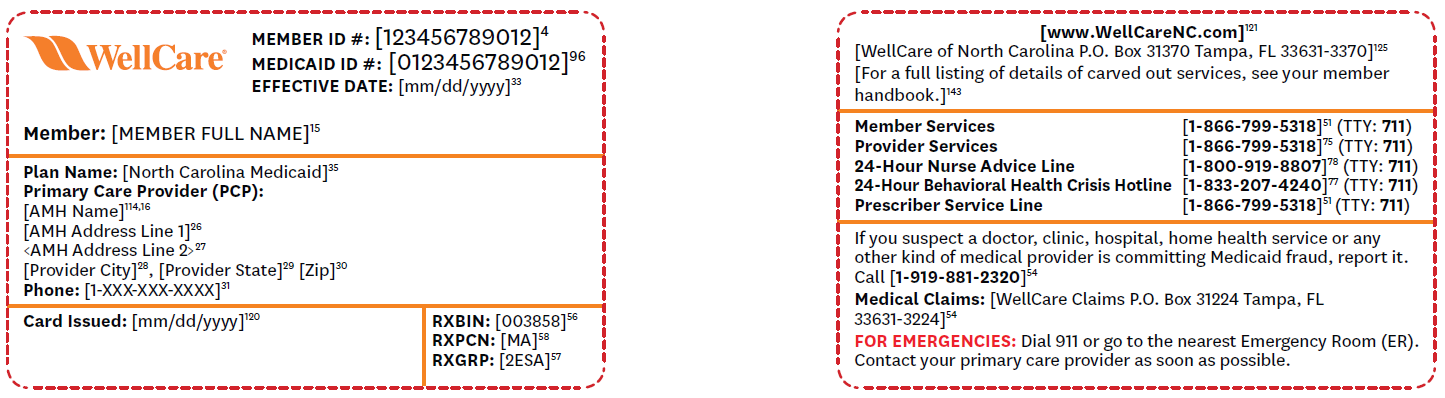 Sample WellCare Member ID Card